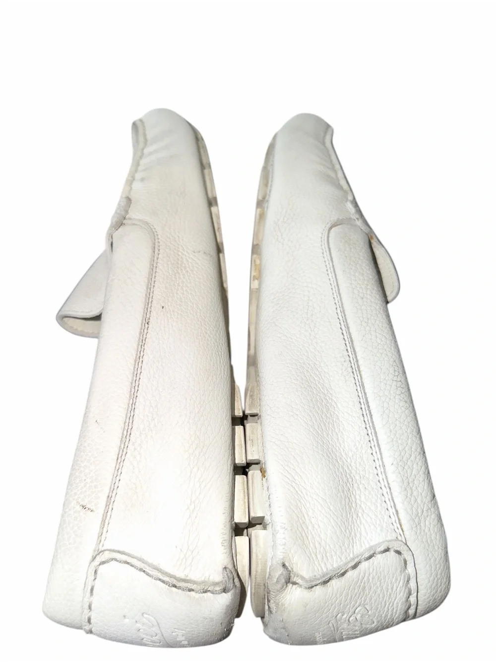 Vintage Gucci Men's White Leather Slip-On Loafers Sz 8.5 Quiet Luxury Summer